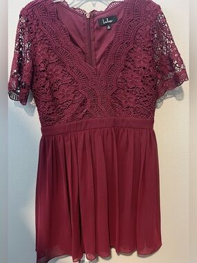 Lulu's Deep Burgundy Crochet-Trim Top